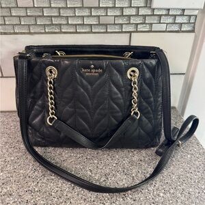 Kate Spade Black Quilted Shoulder Bag with Gold Accents